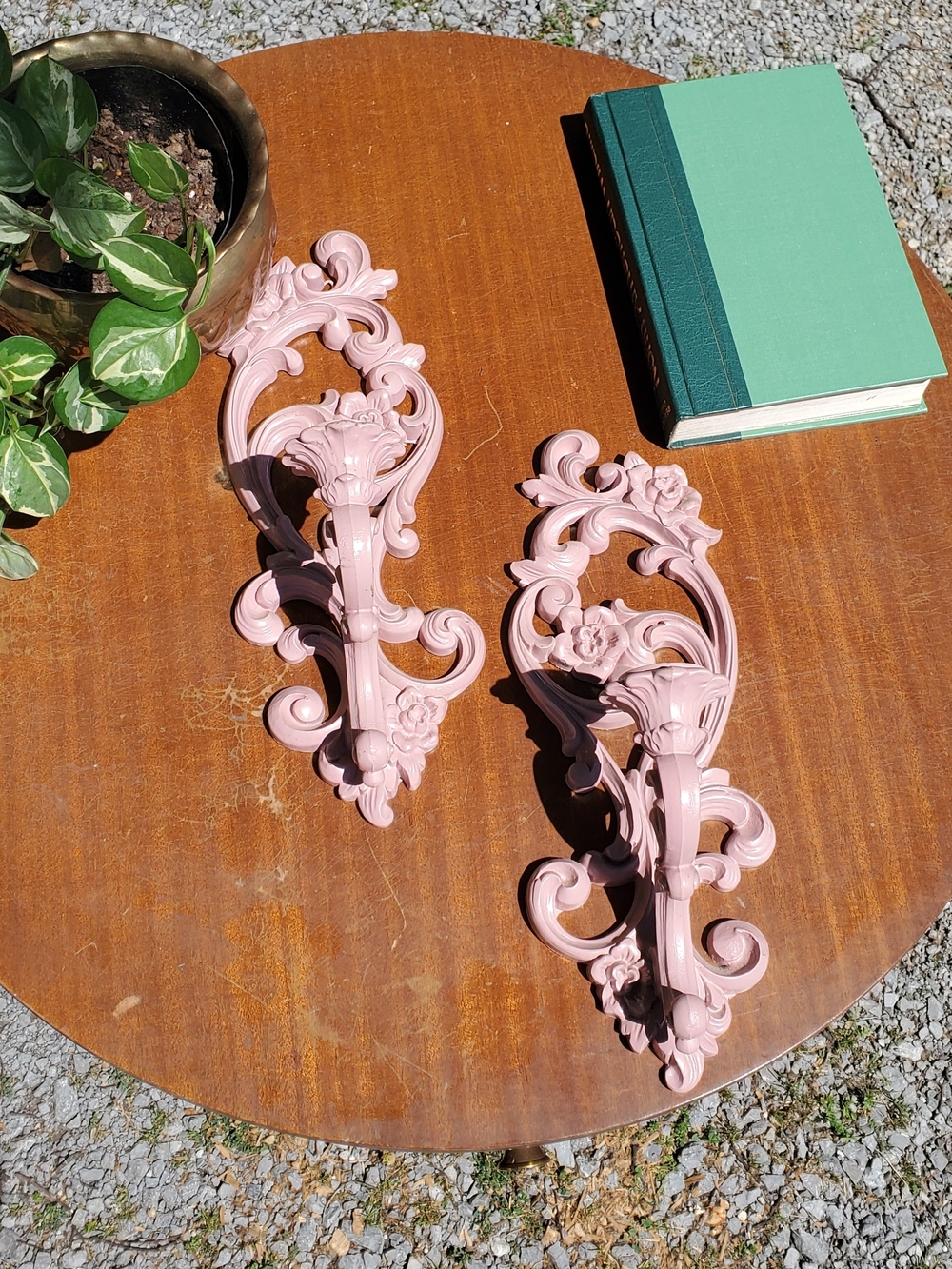 Homco Pink Ornate Floral Wall Hooks - Pair